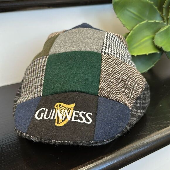 Guinness Other - NEW Guinness wool flat cap tweed patch work men’s medium great gift versitile